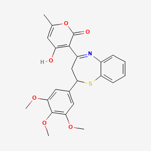 molecular formula C24H23NO6S B3717663 4-hydroxy-6-methyl-3-[2-(3,4,5-trimethoxyphenyl)-2,3-dihydro-1,5-benzothiazepin-4-yl]-2H-pyran-2-one 