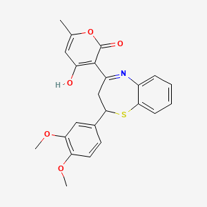 molecular formula C23H21NO5S B3717674 3-[2-(3,4-dimethoxyphenyl)-2,3-dihydro-1,5-benzothiazepin-4-yl]-4-hydroxy-6-methyl-2H-pyran-2-one 