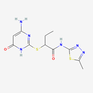 2-[(4-amino-6-oxo-1,6-dihydro-2-pyrimidinyl)thio]-N-(5-methyl-1,3,4-thiadiazol-2-yl)butanamide