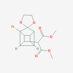 molecular formula C16H17BrO6 B371772 Dimethyl 2-(1-bromospiro{pentacyclo[4.3.0.0~2,5~.0~3,8~.0~4,7~]nonane-9,2'-[1,3]-dioxolane}-4-yl)malonate 