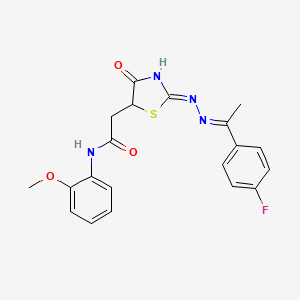 2-(2-{[1-(4-fluorophenyl)ethylidene]hydrazono}-4-hydroxy-2,5-dihydro-1,3-thiazol-5-yl)-N-(2-methoxyphenyl)acetamide