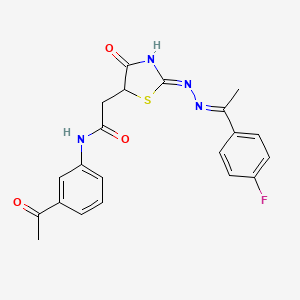 molecular formula C21H19FN4O3S B3717770 N-(3-acetylphenyl)-2-(2-{[1-(4-fluorophenyl)ethylidene]hydrazono}-4-hydroxy-2,5-dihydro-1,3-thiazol-5-yl)acetamide 