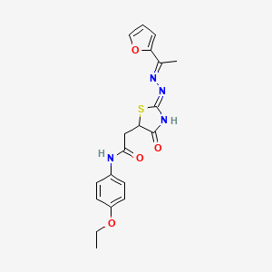 molecular formula C19H20N4O4S B3717780 N-(4-ethoxyphenyl)-2-(2-{[1-(2-furyl)ethylidene]hydrazono}-4-hydroxy-2,5-dihydro-1,3-thiazol-5-yl)acetamide 