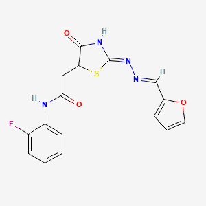 molecular formula C16H13FN4O3S B3717788 N-(2-fluorophenyl)-2-{2-[(2-furylmethylene)hydrazono]-4-hydroxy-2,5-dihydro-1,3-thiazol-5-yl}acetamide 