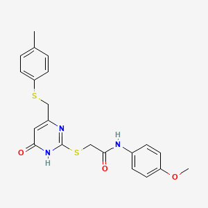 molecular formula C21H21N3O3S2 B3717802 N-(4-methoxyphenyl)-2-[(4-{[(4-methylphenyl)thio]methyl}-6-oxo-1,6-dihydro-2-pyrimidinyl)thio]acetamide 