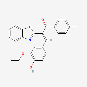 2-(1,3-benzoxazol-2-yl)-3-(3-ethoxy-4-hydroxyphenyl)-1-(4-methylphenyl)-2-propen-1-one