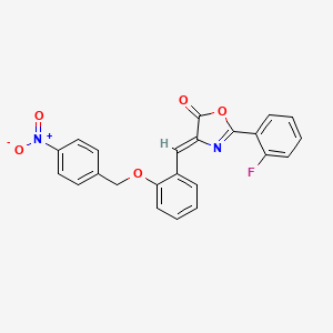 molecular formula C23H15FN2O5 B3717858 2-(2-fluorophenyl)-4-{2-[(4-nitrobenzyl)oxy]benzylidene}-1,3-oxazol-5(4H)-one 