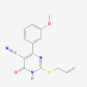 molecular formula C15H13N3O2S B3717863 2-(allylthio)-4-(3-methoxyphenyl)-6-oxo-1,6-dihydro-5-pyrimidinecarbonitrile 