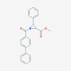 molecular formula C23H19NO3 B371789 Methyl 1-([1,1'-biphenyl]-4-ylcarbonyl)-3-phenyl-2-aziridinecarboxylate 