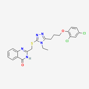 molecular formula C22H21Cl2N5O2S B3717893 2-[({5-[3-(2,4-dichlorophenoxy)propyl]-4-ethyl-4H-1,2,4-triazol-3-yl}thio)methyl]-4(3H)-quinazolinone 