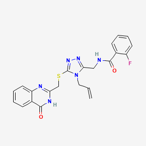 molecular formula C22H19FN6O2S B3717894 N-[(4-allyl-5-{[(4-oxo-3,4-dihydro-2-quinazolinyl)methyl]thio}-4H-1,2,4-triazol-3-yl)methyl]-2-fluorobenzamide 