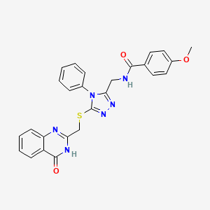 molecular formula C26H22N6O3S B3717900 4-methoxy-N-[(5-{[(4-oxo-3,4-dihydro-2-quinazolinyl)methyl]thio}-4-phenyl-4H-1,2,4-triazol-3-yl)methyl]benzamide 