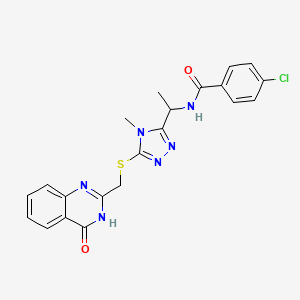 4-chloro-N-[1-(4-methyl-5-{[(4-oxo-3,4-dihydro-2-quinazolinyl)methyl]thio}-4H-1,2,4-triazol-3-yl)ethyl]benzamide