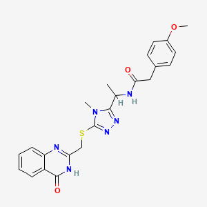 2-(4-methoxyphenyl)-N-[1-(4-methyl-5-{[(4-oxo-3,4-dihydro-2-quinazolinyl)methyl]thio}-4H-1,2,4-triazol-3-yl)ethyl]acetamide