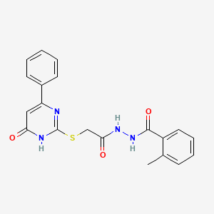 N'-{[(4-hydroxy-6-phenyl-2-pyrimidinyl)thio]acetyl}-2-methylbenzohydrazide