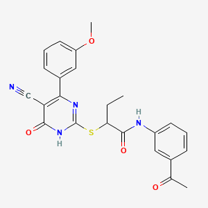 N-(3-acetylphenyl)-2-{[5-cyano-4-(3-methoxyphenyl)-6-oxo-1,6-dihydro-2-pyrimidinyl]thio}butanamide