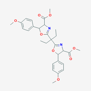 molecular formula C29H34N2O8 B371798 Methyl 2-{1-ethyl-1-[4-(methoxycarbonyl)-5-(4-methoxyphenyl)-4,5-dihydro-1,3-oxazol-2-yl]propyl}-5-(4-methoxyphenyl)-4,5-dihydro-1,3-oxazole-4-carboxylate 