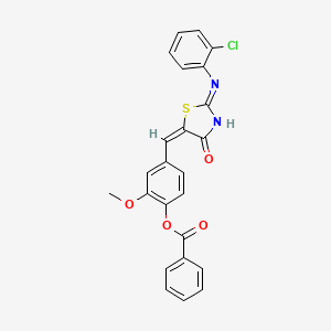 4-({2-[(2-chlorophenyl)imino]-4-oxo-1,3-thiazolidin-5-ylidene}methyl)-2-methoxyphenyl benzoate