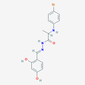 molecular formula C16H16BrN3O3 B3718011 2-[(4-bromophenyl)amino]-N'-(2,4-dihydroxybenzylidene)propanohydrazide 