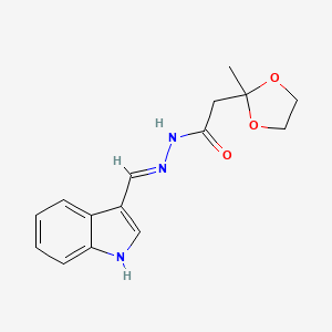 N'-(1H-indol-3-ylmethylene)-2-(2-methyl-1,3-dioxolan-2-yl)acetohydrazide