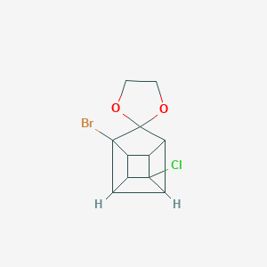 molecular formula C11H10BrClO2 B371806 1-Bromo-4-chlorospiro(pentacyclo[4.3.0.0~2,5~.0~3,8~.0~4,7~]nonane-9,2'-[1,3]-dioxolane) 