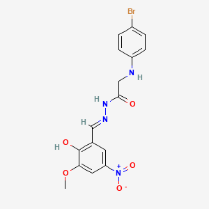 molecular formula C16H15BrN4O5 B3718071 2-[(4-bromophenyl)amino]-N'-(2-hydroxy-3-methoxy-5-nitrobenzylidene)acetohydrazide 