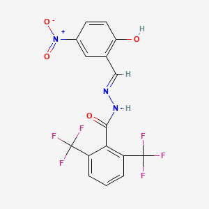 molecular formula C16H9F6N3O4 B3718085 N'-(2-hydroxy-5-nitrobenzylidene)-2,6-bis(trifluoromethyl)benzohydrazide 