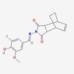 4-[(4-hydroxy-3-iodo-5-methoxybenzylidene)amino]-4-azatricyclo[5.2.2.0~2,6~]undec-8-ene-3,5-dione