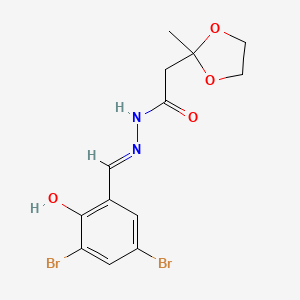 molecular formula C13H14Br2N2O4 B3718100 N'-(3,5-dibromo-2-hydroxybenzylidene)-2-(2-methyl-1,3-dioxolan-2-yl)acetohydrazide 