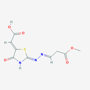 [2-[2-(3-methoxy-3-oxopropylidene)hydrazino]-4-oxo-1,3-thiazol-5(4H)-ylidene]acetic acid