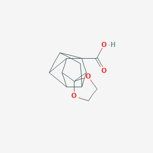 molecular formula C13H14O4 B371815 Spiro(pentacyclo[5.3.0.0~2,5~.0~3,9~.0~4,8~]decane-10,2'-[1,3]-dioxolane)-2-carboxylic acid 