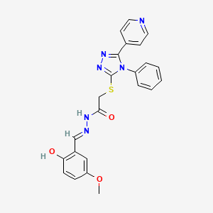 molecular formula C23H20N6O3S B3718171 N'-(2-hydroxy-5-methoxybenzylidene)-2-{[4-phenyl-5-(4-pyridinyl)-4H-1,2,4-triazol-3-yl]thio}acetohydrazide 