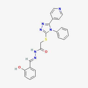 molecular formula C22H18N6O2S B3718179 N'-(2-hydroxybenzylidene)-2-{[4-phenyl-5-(4-pyridinyl)-4H-1,2,4-triazol-3-yl]thio}acetohydrazide 