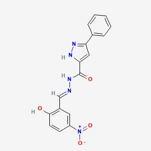 molecular formula C17H13N5O4 B3718182 N'-(2-hydroxy-5-nitrobenzylidene)-3-phenyl-1H-pyrazole-5-carbohydrazide 