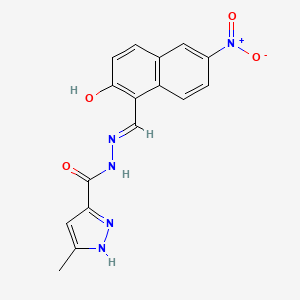 N-[(E)-(2-hydroxy-6-nitronaphthalen-1-yl)methylideneamino]-5-methyl-1H-pyrazole-3-carboxamide