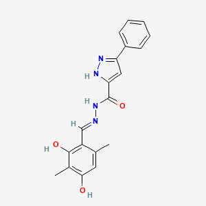 molecular formula C19H18N4O3 B3718271 N'-(2,4-dihydroxy-3,6-dimethylbenzylidene)-3-phenyl-1H-pyrazole-5-carbohydrazide 