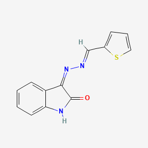 molecular formula C13H9N3OS B3718316 2-thiophenecarbaldehyde (2-oxo-1,2-dihydro-3H-indol-3-ylidene)hydrazone 