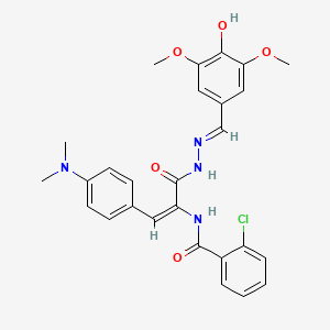 molecular formula C27H27ClN4O5 B3718336 2-chloro-N-(2-[4-(dimethylamino)phenyl]-1-{[2-(4-hydroxy-3,5-dimethoxybenzylidene)hydrazino]carbonyl}vinyl)benzamide 