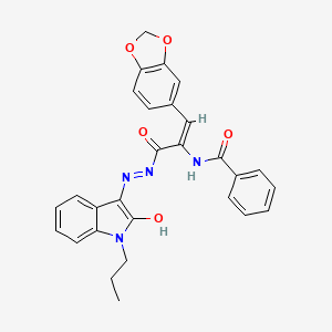 N-(2-(1,3-benzodioxol-5-yl)-1-{[2-(2-oxo-1-propyl-1,2-dihydro-3H-indol-3-ylidene)hydrazino]carbonyl}vinyl)benzamide