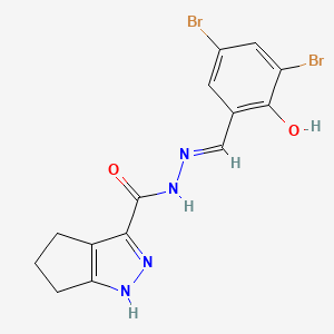 molecular formula C14H12Br2N4O2 B3718365 N'-(3,5-dibromo-2-hydroxybenzylidene)-1,4,5,6-tetrahydrocyclopenta[c]pyrazole-3-carbohydrazide 