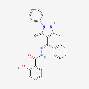 2-hydroxy-N'-[(3-methyl-5-oxo-1-phenyl-1,5-dihydro-4H-pyrazol-4-ylidene)(phenyl)methyl]benzohydrazide