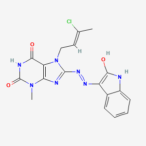 molecular formula C18H16ClN7O3 B3718409 7-(3-chloro-2-buten-1-yl)-3-methyl-8-[2-(2-oxo-1,2-dihydro-3H-indol-3-ylidene)hydrazino]-3,7-dihydro-1H-purine-2,6-dione 