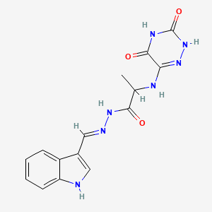 molecular formula C15H15N7O3 B3718443 2-[(3,5-dioxo-2,3,4,5-tetrahydro-1,2,4-triazin-6-yl)amino]-N'-(1H-indol-3-ylmethylene)propanohydrazide 