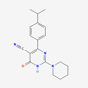 molecular formula C19H22N4O B3718525 4-(4-isopropylphenyl)-6-oxo-2-(1-piperidinyl)-1,6-dihydro-5-pyrimidinecarbonitrile 
