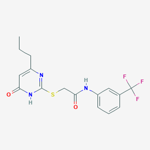molecular formula C16H16F3N3O2S B3718540 2-[(4-hydroxy-6-propyl-2-pyrimidinyl)thio]-N-[3-(trifluoromethyl)phenyl]acetamide 