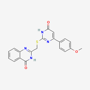 molecular formula C20H16N4O3S B3718548 2-{[(4-hydroxy-2-quinazolinyl)methyl]thio}-6-(4-methoxyphenyl)-4(3H)-pyrimidinone 