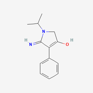molecular formula C13H16N2O B3718552 5-amino-1-isopropyl-4-phenyl-1,2-dihydro-3H-pyrrol-3-one 