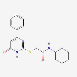 molecular formula C18H21N3O2S B3718558 N-cyclohexyl-2-[(6-oxo-4-phenyl-1,6-dihydro-2-pyrimidinyl)thio]acetamide 