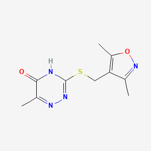molecular formula C10H12N4O2S B3718566 3-{[(3,5-dimethyl-4-isoxazolyl)methyl]thio}-6-methyl-1,2,4-triazin-5-ol 
