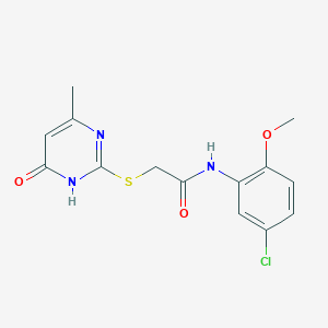 molecular formula C14H14ClN3O3S B3718587 N-(5-chloro-2-methoxyphenyl)-2-[(4-methyl-6-oxo-1,6-dihydro-2-pyrimidinyl)thio]acetamide 